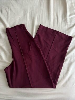 High-Rise Wide Leg Pants in Burgundy